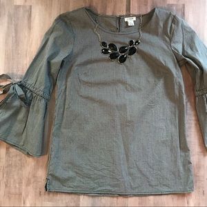 J. Crew gingham blouse with bell sleeve XXS